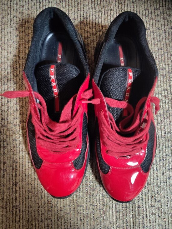 PRADA Size 11 Men\'s Red Black Low Top Lace Solid Pattern Athletic Sneakers W/Box main image 12